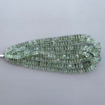 Natural Green Amethyst Faceted Bolt Shape Beads 7–12mm – 16″ Semi Precious Gemstone Hexagon Bolt Beads Strand