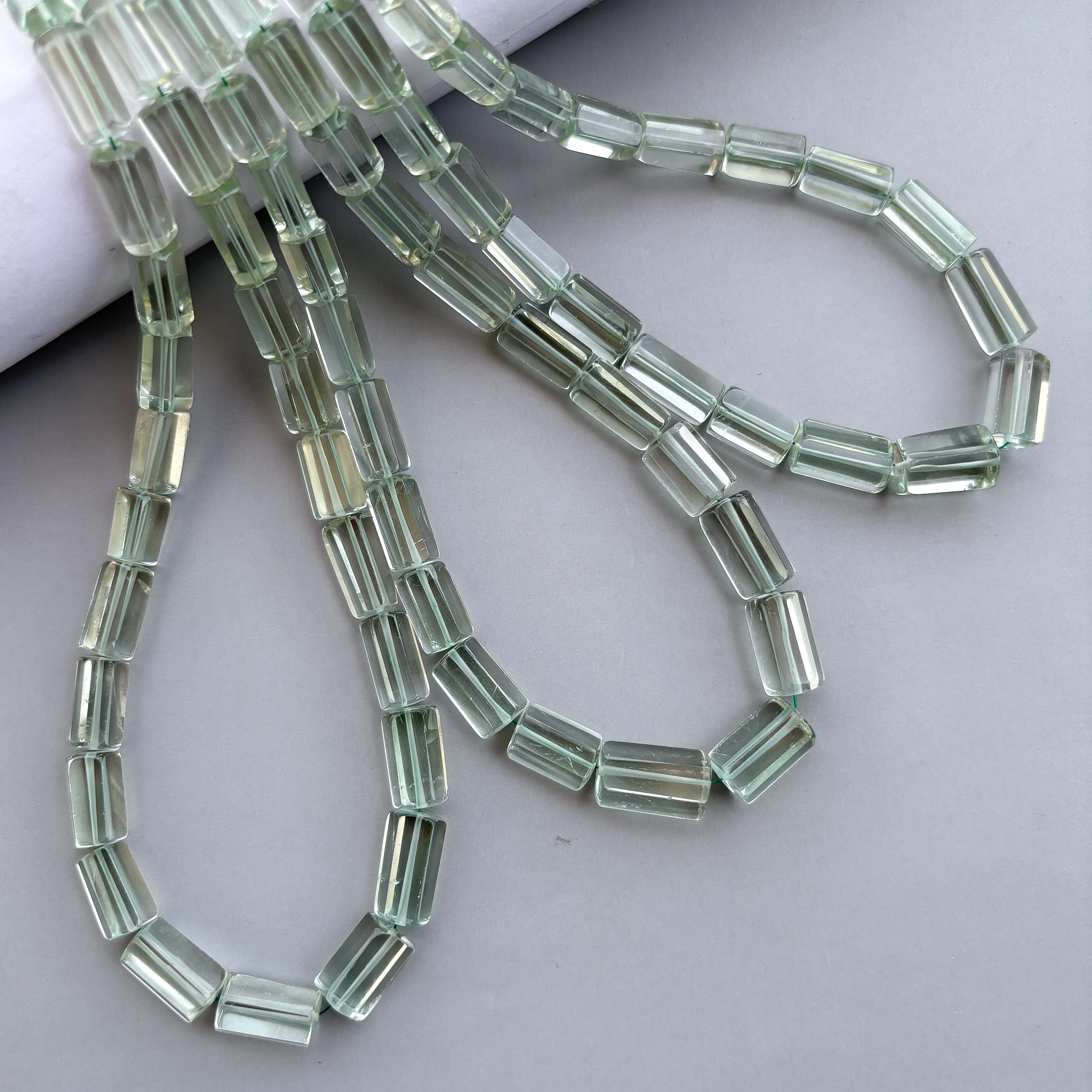Natural Green Amethyst Faceted Cylinder Tube Shape Beads 5×10–8×14mm – 16″ Semi Precious Gemstone Fancy Cylinder Beads Strand