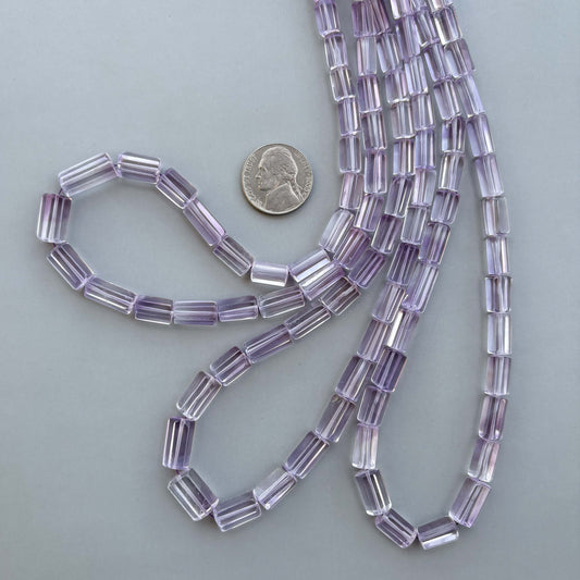 Natural Amethyst Faceted Cylinder Tube Shape Beads 5×10–8×14mm – 16″ Semi Precious Gemstone Fancy Cylinder Beads Strand