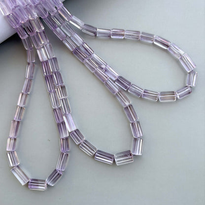 Natural Amethyst Faceted Cylinder Tube Shape Beads 5×10–8×14mm – 16″ Semi Precious Gemstone Fancy Cylinder Beads Strand