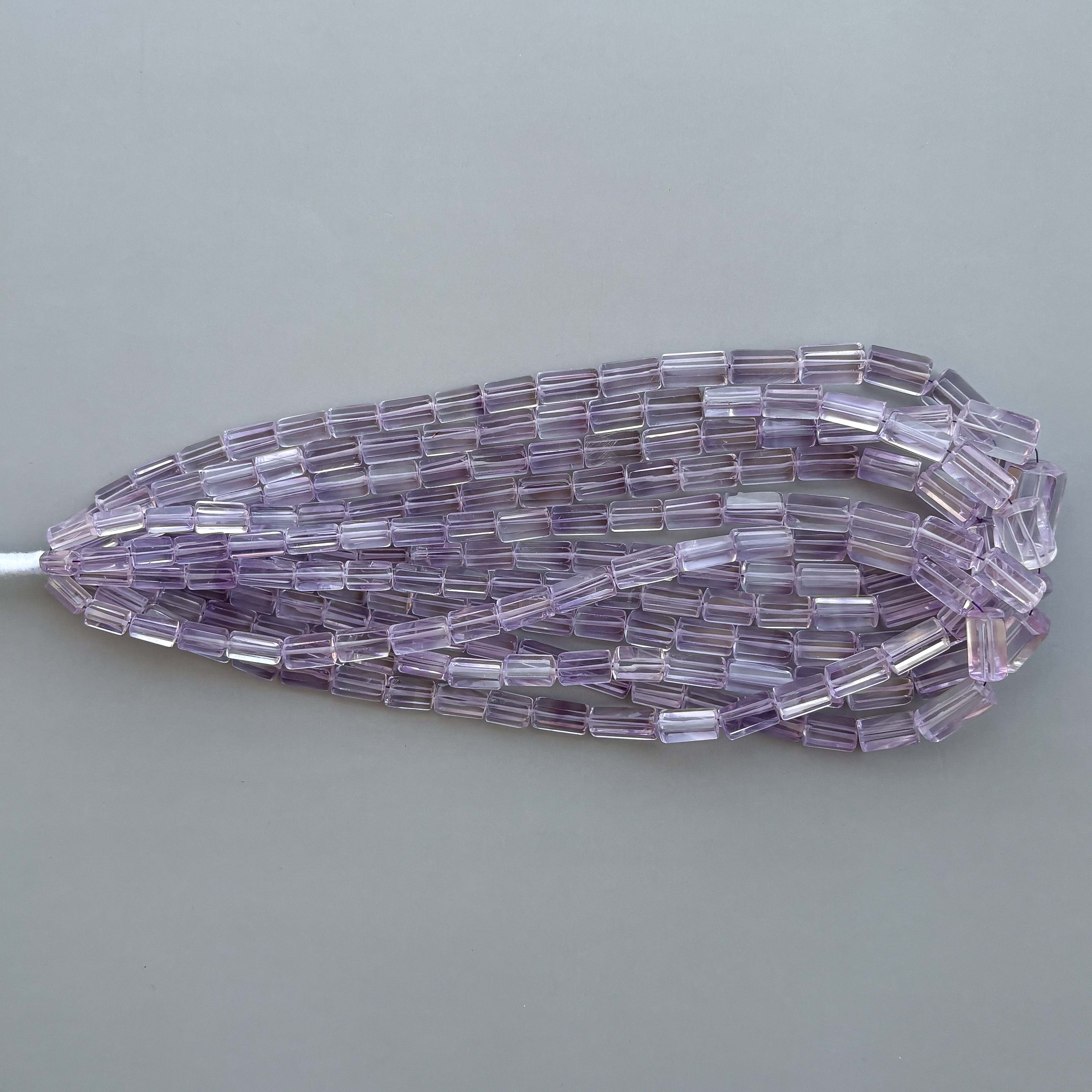 Natural Amethyst Faceted Cylinder Tube Shape Beads 5×10–8×14mm – 16″ Semi Precious Gemstone Fancy Cylinder Beads Strand