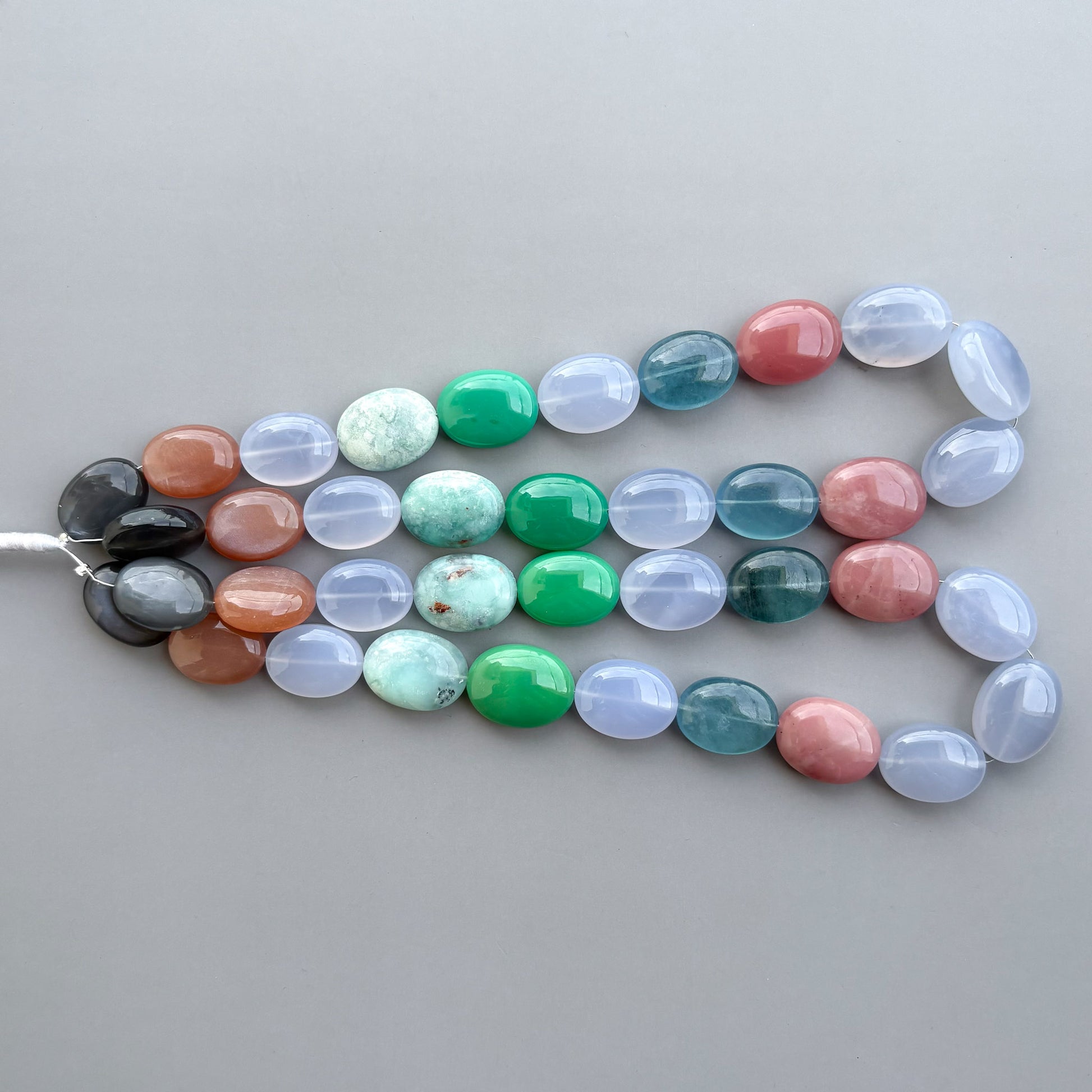 Natural multi gemstone oval bead strand for jewelry making