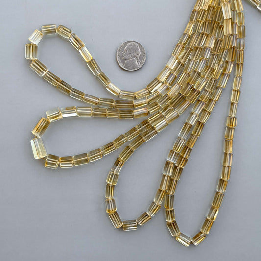 Natural Citrine Faceted Cylinder Tube Shape Beads 5×9–6×10mm – 15″ Semi Precious Gemstone Fancy Cylinder Beads Strand