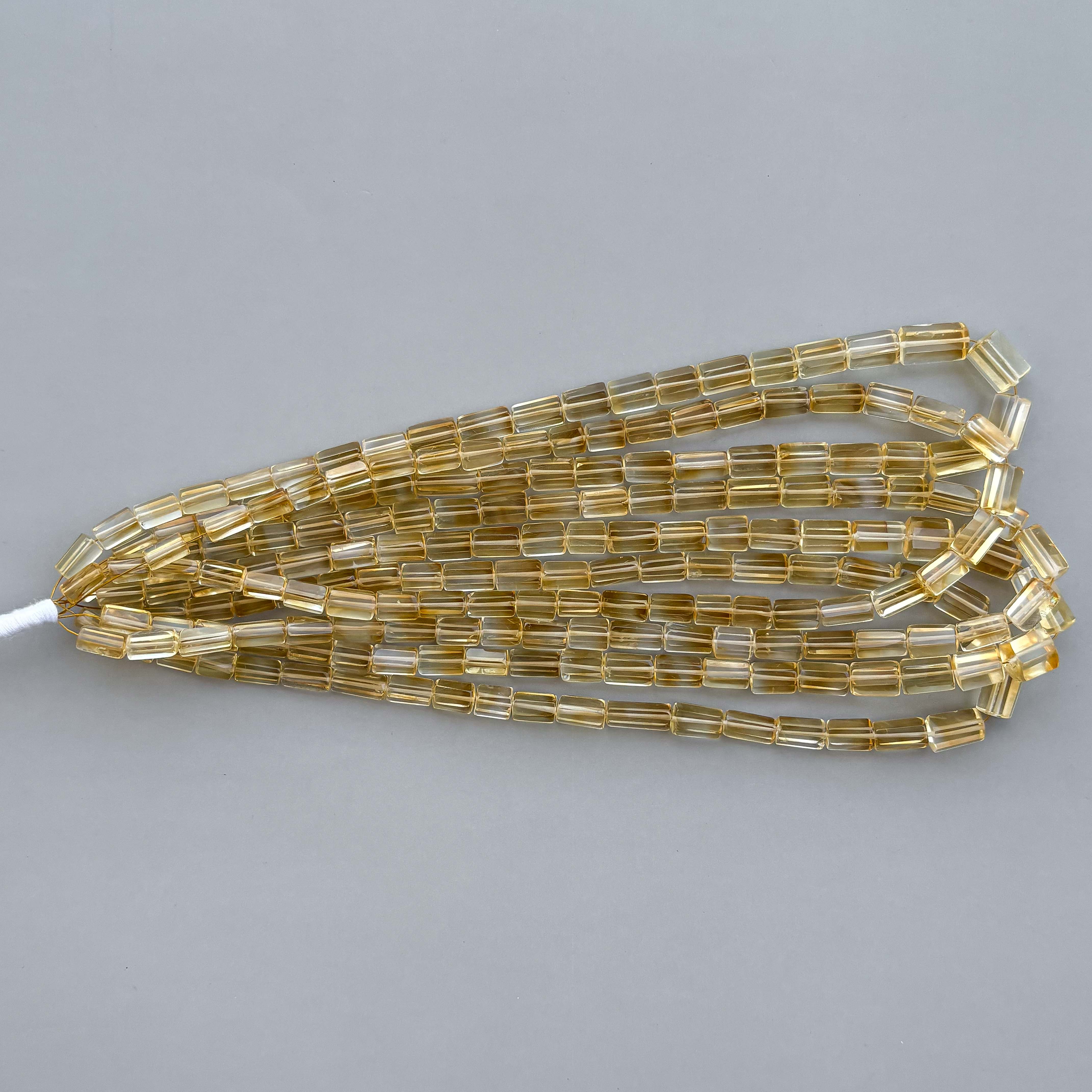 Natural Citrine Faceted Cylinder Tube Shape Beads 5×9–6×10mm – 15″ Semi Precious Gemstone Fancy Cylinder Beads Strand