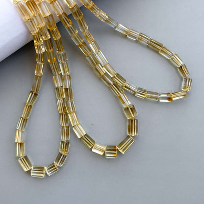 Natural Citrine Faceted Cylinder Tube Shape Beads 5×9–6×10mm – 15″ Semi Precious Gemstone Fancy Cylinder Beads Strand