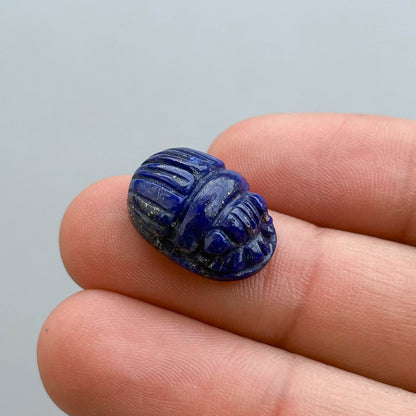 blue lapis lazuli scarab handmade carving for jewelry making