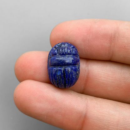 Natural Lapis Lazuli Scarab Carving – Hand Carved Semi-Precious Gemstone Scarab Beetle