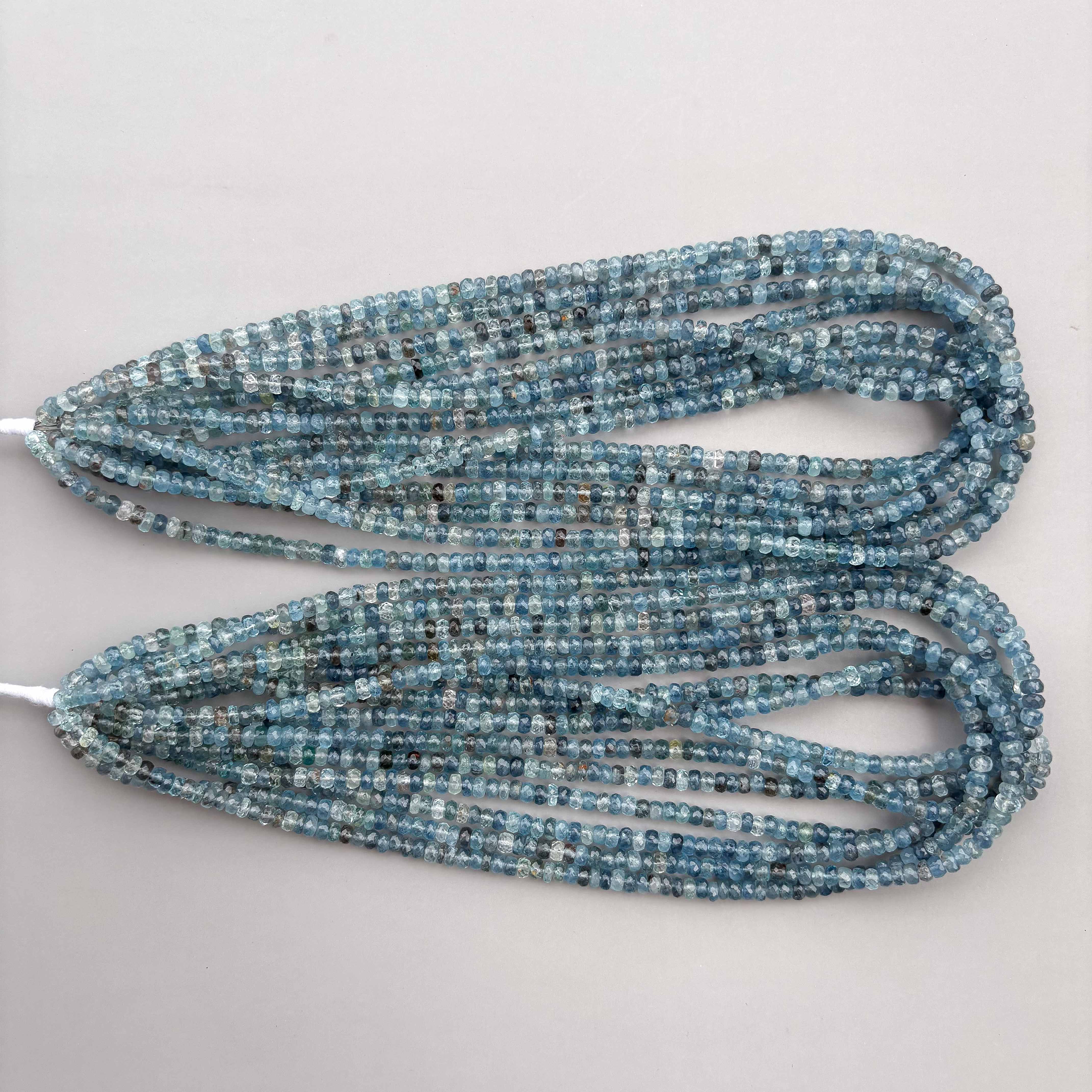 Natural Aquamarine Faceted Rondelle Beads 5mm – 18″ Semi-Precious Gemstone Rondelle Beads Strand for Jewelry Making