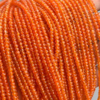 Natural Carnelian Micro Faceted Rondelle Beads 3.5mm – 18″ Semi-Precious Gemstone Micro Faceted Beads Strand for Jewelry Making