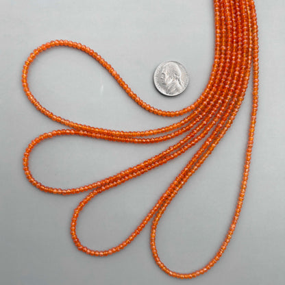 Natural Carnelian Micro Faceted Rondelle Beads 3.5mm – 18″ Semi-Precious Gemstone Micro Faceted Beads Strand for Jewelry Making