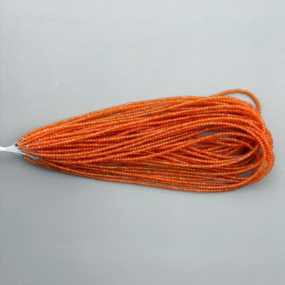 Natural Carnelian Micro Faceted Rondelle Beads 3.5mm – 18″ Semi-Precious Gemstone Micro Faceted Beads Strand for Jewelry Making