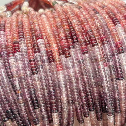 Natural Multi Spinel Smooth Rondelle Beads 3.5mm – 18″ Spinel Gemstone Beads Strand for Jewelry Making