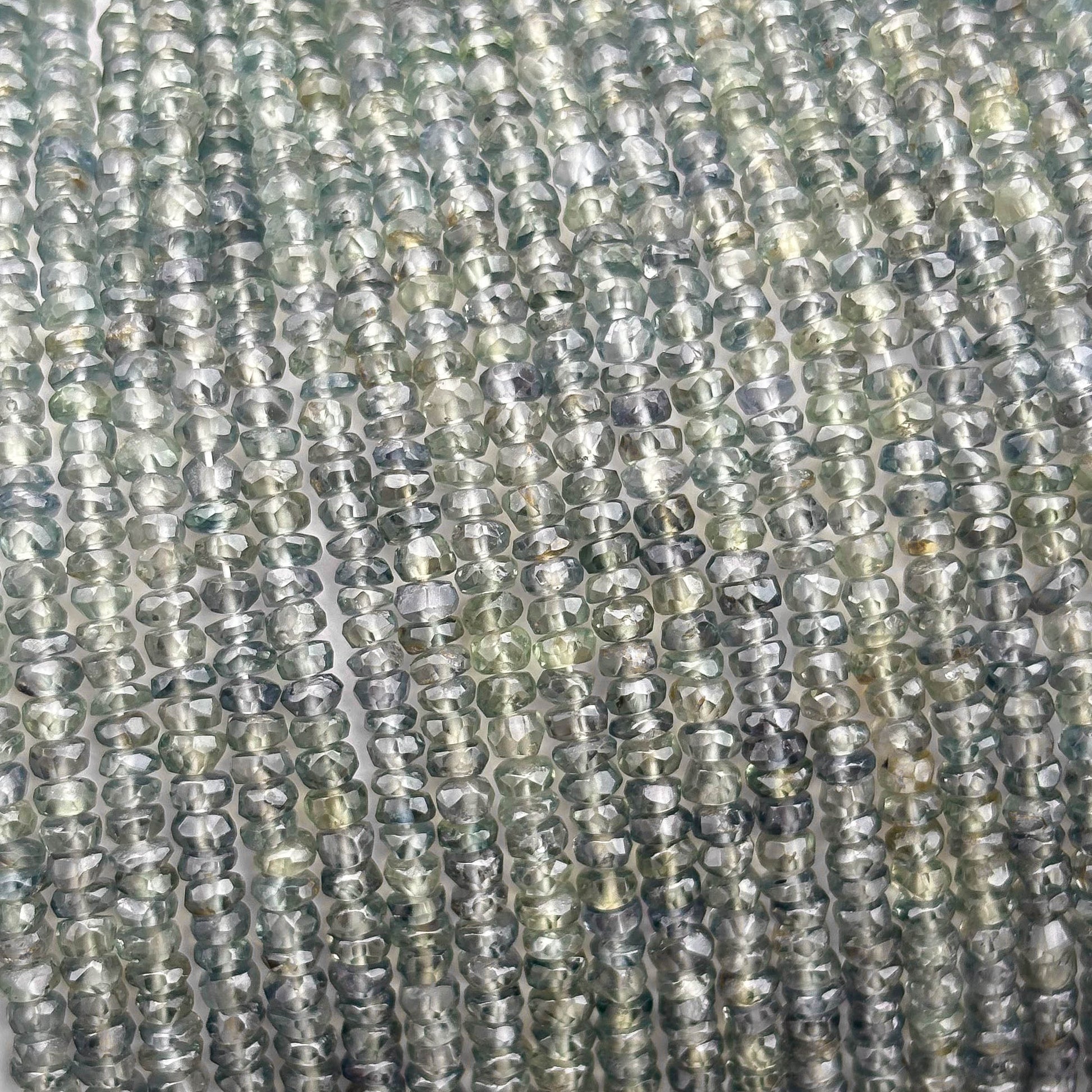 Natural Green Sapphire Faceted Rondelle Beads 3–3.5mm – 18″ Songea Sapphire Gemstone Beads Strand for Jewelry Making