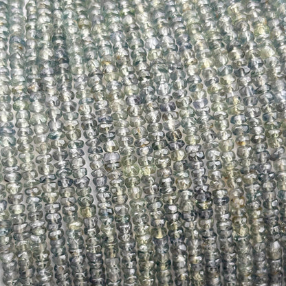 Natural Green Sapphire Faceted Rondelle Beads 3–3.5mm – 18″ Songea Sapphire Gemstone Beads Strand for Jewelry Making