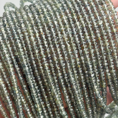 Natural Green Sapphire Faceted Rondelle Beads 3–3.5mm – 18″ Songea Sapphire Gemstone Beads Strand for Jewelry Making