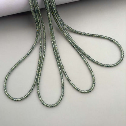 Natural Green Sapphire Faceted Rondelle Beads 3–3.5mm – 18″ Songea Sapphire Gemstone Beads Strand for Jewelry Making