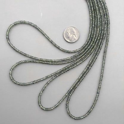 Natural Green Sapphire Faceted Rondelle Beads 3–3.5mm – 18″ Songea Sapphire Gemstone Beads Strand for Jewelry Making