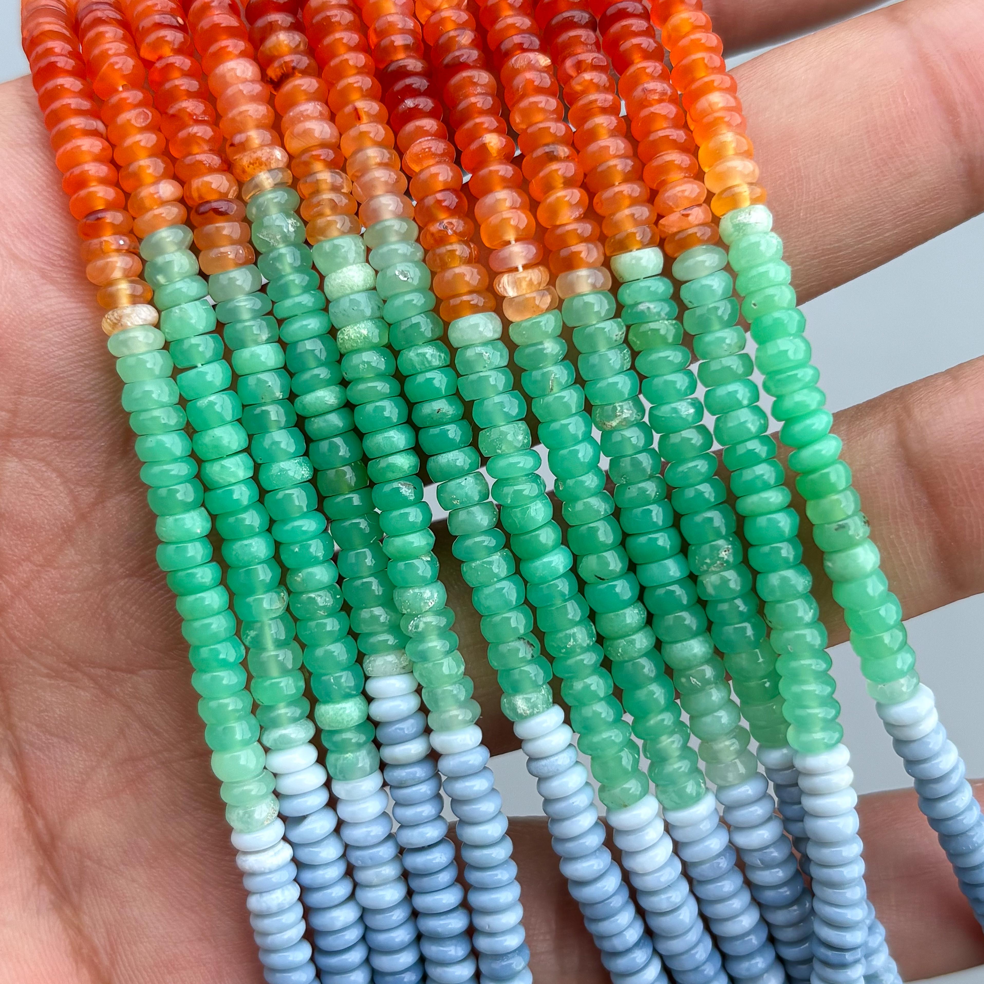 Natural Multi Gemstone Smooth Rondelle Beads 4mm – 18″ Mix Semi-Precious Gemstone Ombre Beads Strand for Jewelry Making