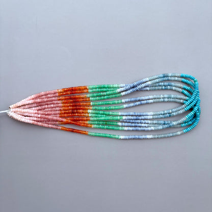 Natural Multi Gemstone Smooth Rondelle Beads 4mm – 18″ Mix Semi-Precious Gemstone Ombre Beads Strand for Jewelry Making