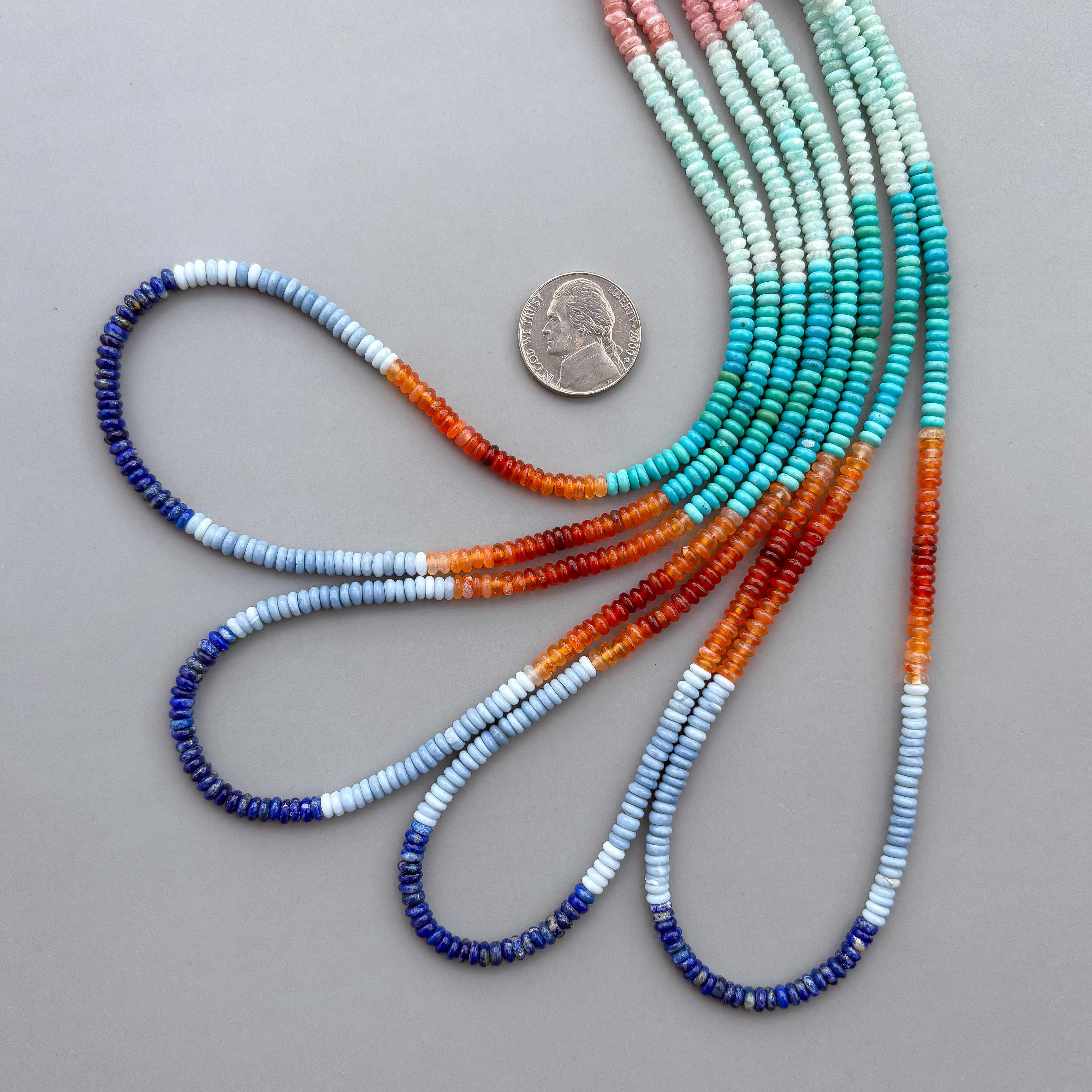 Natural Mix Gemstone Smooth Rondelle Beads 4mm – 18″ Multi Semi-Precious Gemstone Ombre Beads Strand for Jewelry Making