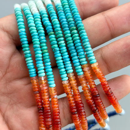 Natural Mix Gemstone Smooth Rondelle Beads 4mm – 18″ Multi Semi-Precious Gemstone Ombre Beads Strand for Jewelry Making