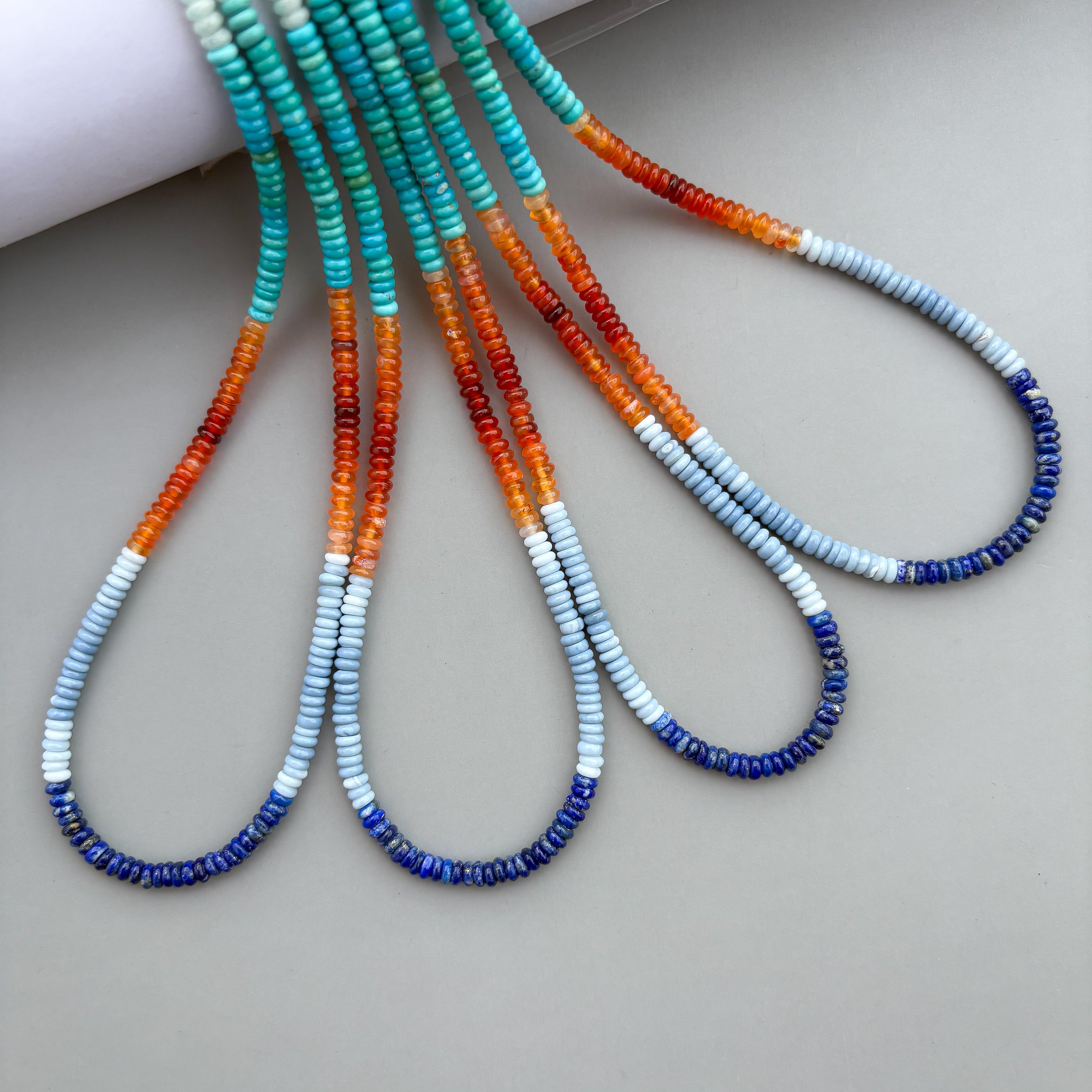 Natural Mix Gemstone Smooth Rondelle Beads 4mm – 18″ Multi Semi-Precious Gemstone Ombre Beads Strand for Jewelry Making