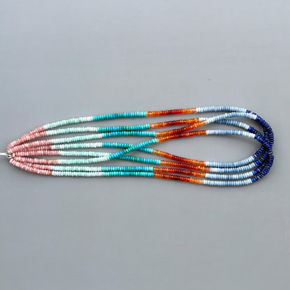 Natural Mix Gemstone Smooth Rondelle Beads 4mm – 18″ Multi Semi-Precious Gemstone Ombre Beads Strand for Jewelry Making