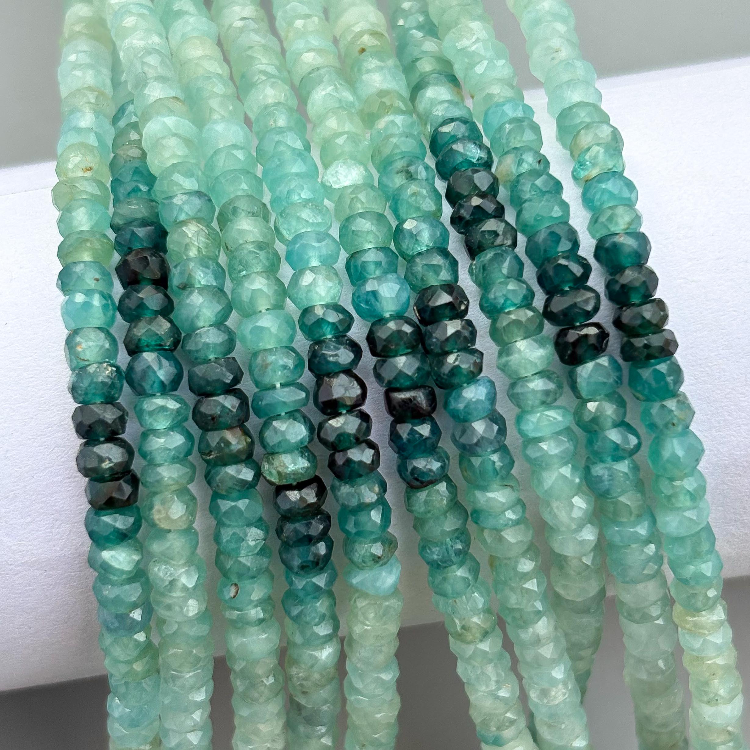Natural Grandidierite Faceted Rondelle Beads 3.5–4mm – 18″ Rare Semi-Precious Gemstone Beads Strand
