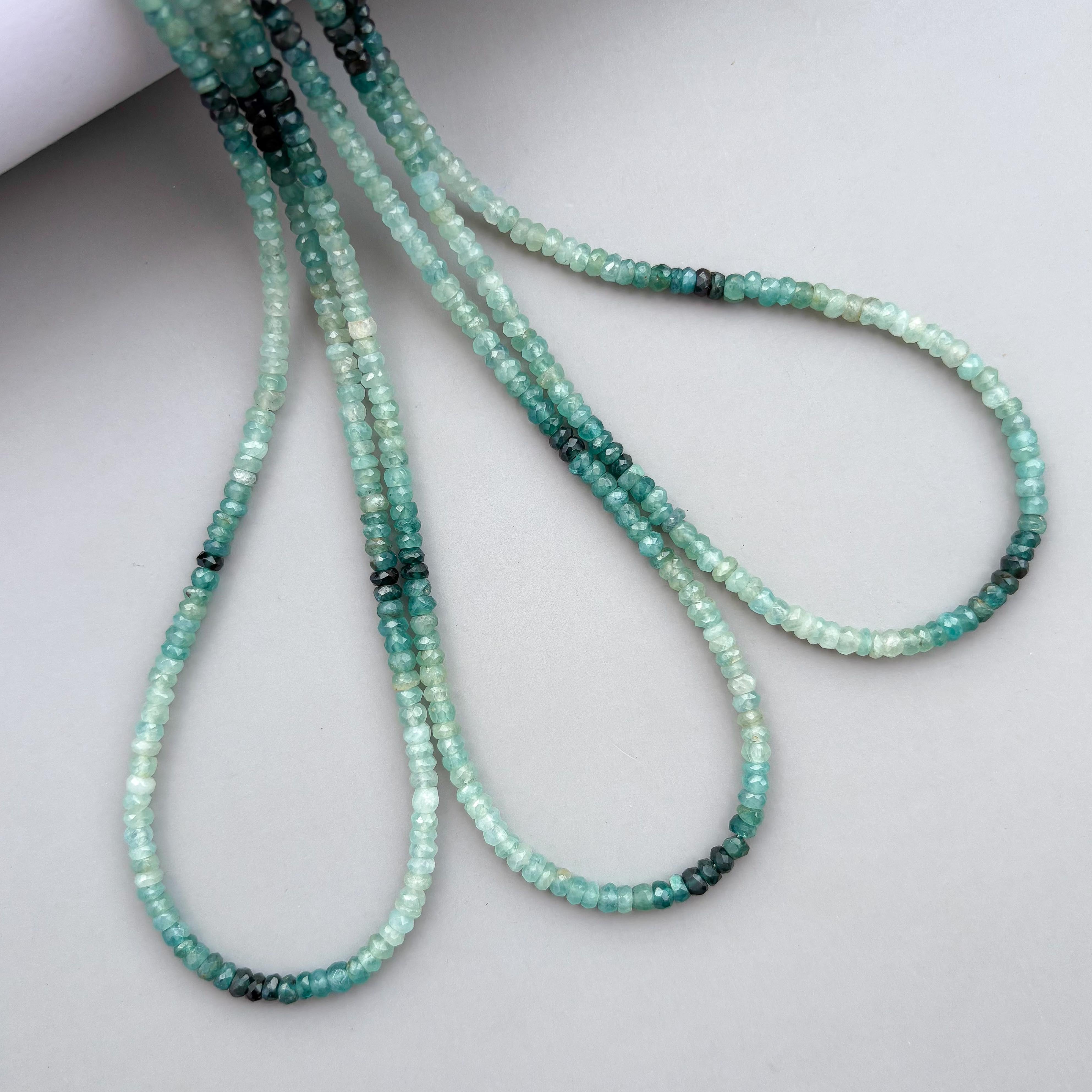 Natural Grandidierite Faceted Rondelle Beads 3.5–4mm – 18″ Rare Semi-Precious Gemstone Beads Strand