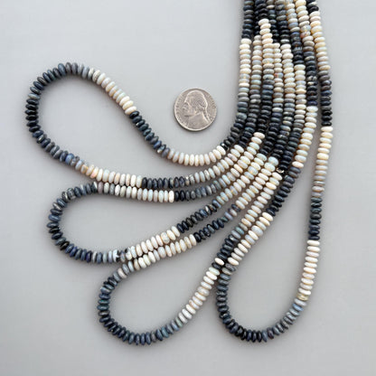 Natural Australian Opal Smooth Rondelle Beads 5–6mm – 17″ Ombre Shaded Opal Gemstone Beads Strand