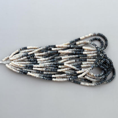 Natural Australian Opal Smooth Rondelle Beads 5–6mm – 17″ Ombre Shaded Opal Gemstone Beads Strand