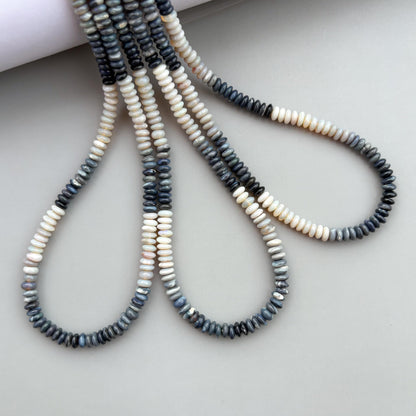 Natural Australian Opal Smooth Rondelle Beads 5–6mm – 17″ Ombre Shaded Opal Gemstone Beads Strand