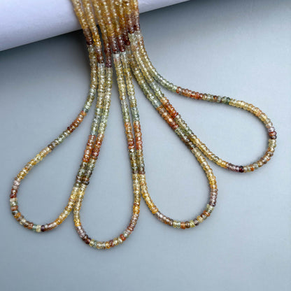 Natural Multi Zircon Faceted Rondelle Beads 3.5–4mm – 17″ Shaded Golden Zircon Gemstone Beads Strand for Jewelry Making