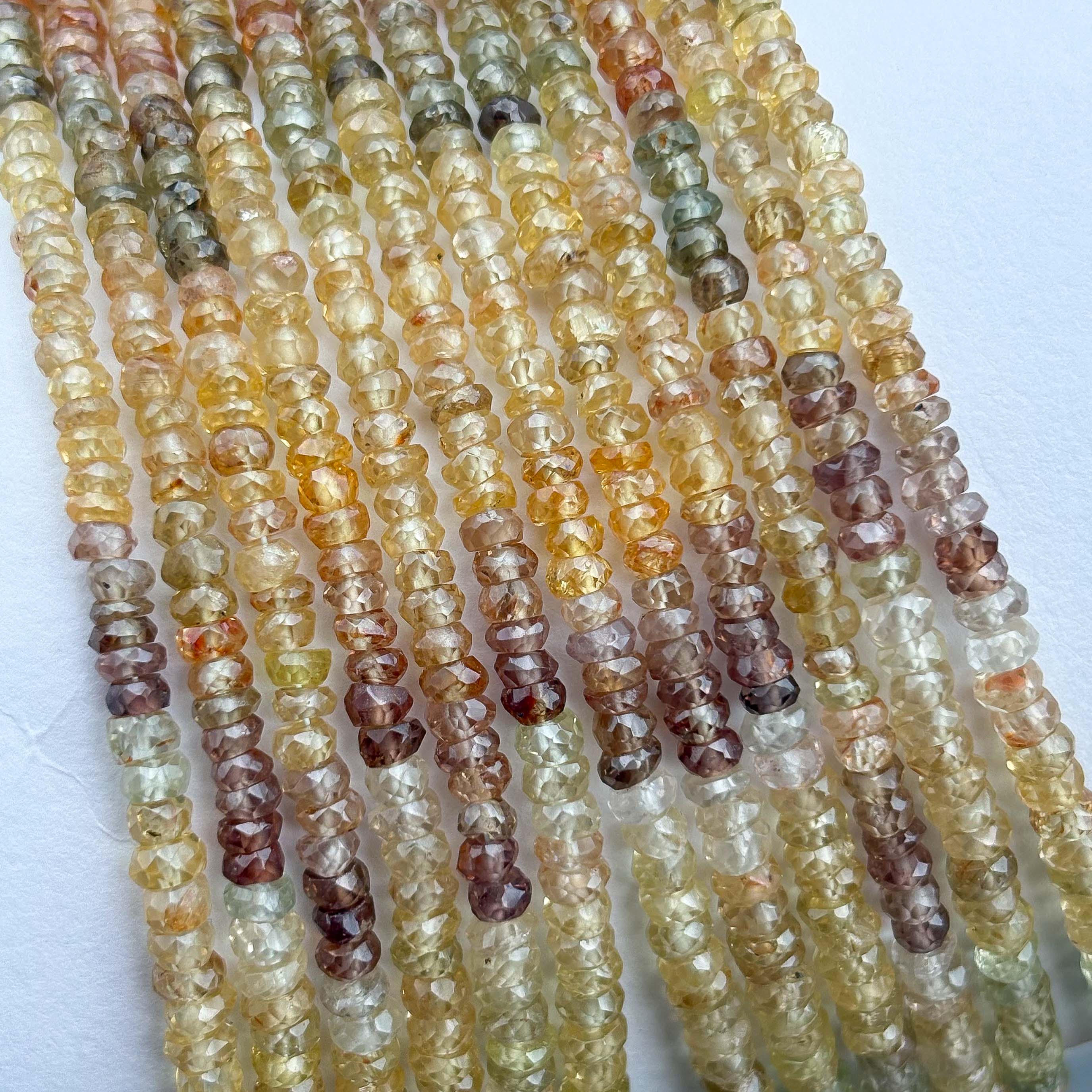 Natural Multi Zircon Faceted Rondelle Beads 3.5–4mm close up