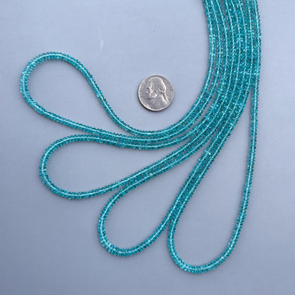 Natural sky apatite smooth rondelle beads 3–4mm 18 inch strand