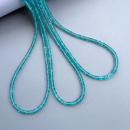 Natural Sky Apatite Smooth Rondelle Beads 3–4mm – Semi-Precious Gemstone Strand