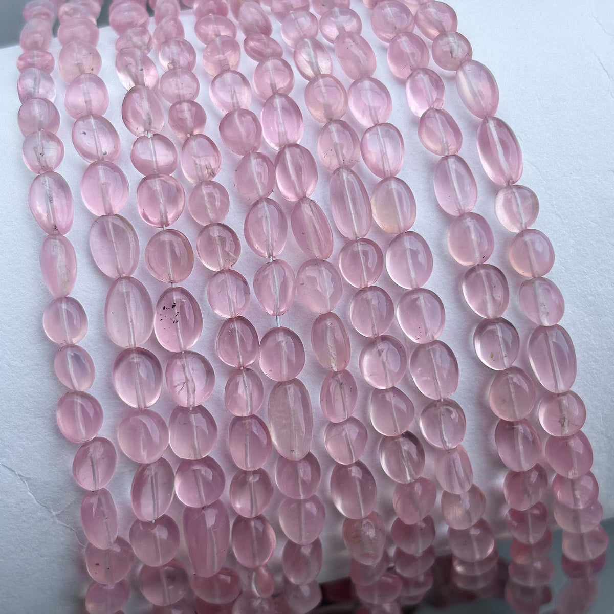 Natural rose quartz smooth tumble gemstone beads for jewelry making
