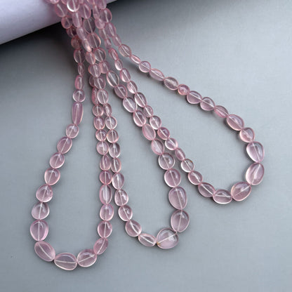 Pink rose quartz small nugget bead strand 17 inch