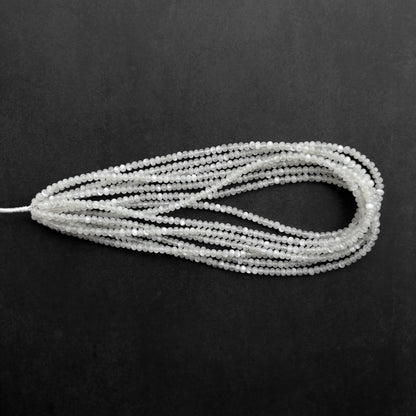 Natural White Moonstone Smooth Rondelle Beads 4–5mm – 16″ Semi-Precious Gemstone Beads Strand