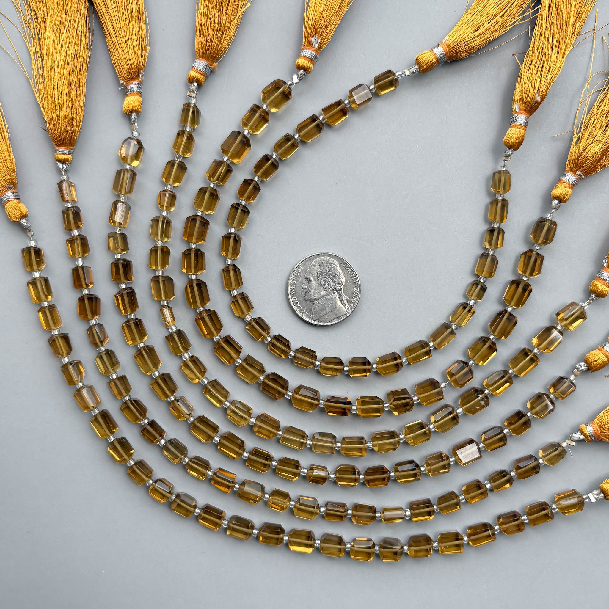 Whiskey quartz faceted tumble gemstone beads on an 8-inch strand