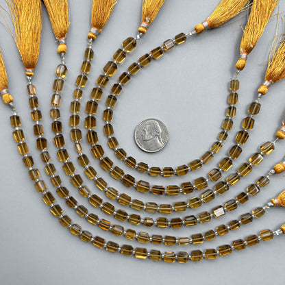 Whiskey quartz faceted tumble gemstone beads on an 8-inch strand