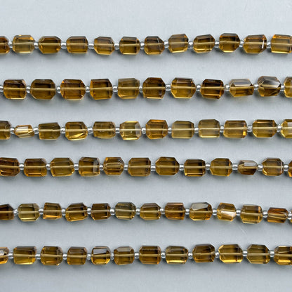 Natural Whiskey Quartz Faceted Tumble Beads 5×7–6×8mm – 8″ Semi-Precious Gemstone Nugget Beads Strand