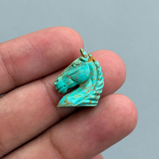 Natural Turquoise Horse Carving Hand Carved Semi-Precious Gemstone for Jewelry Making