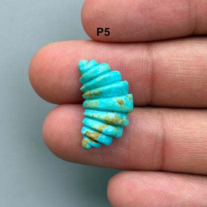 Natural Turquoise Croissant Bread Carving – Hand Carved Semi-Precious Gemstone Unique Carving for Jewelry Making