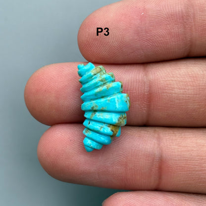 Natural Turquoise Croissant Bread Carving – Hand Carved Semi-Precious Gemstone Unique Carving for Jewelry Making