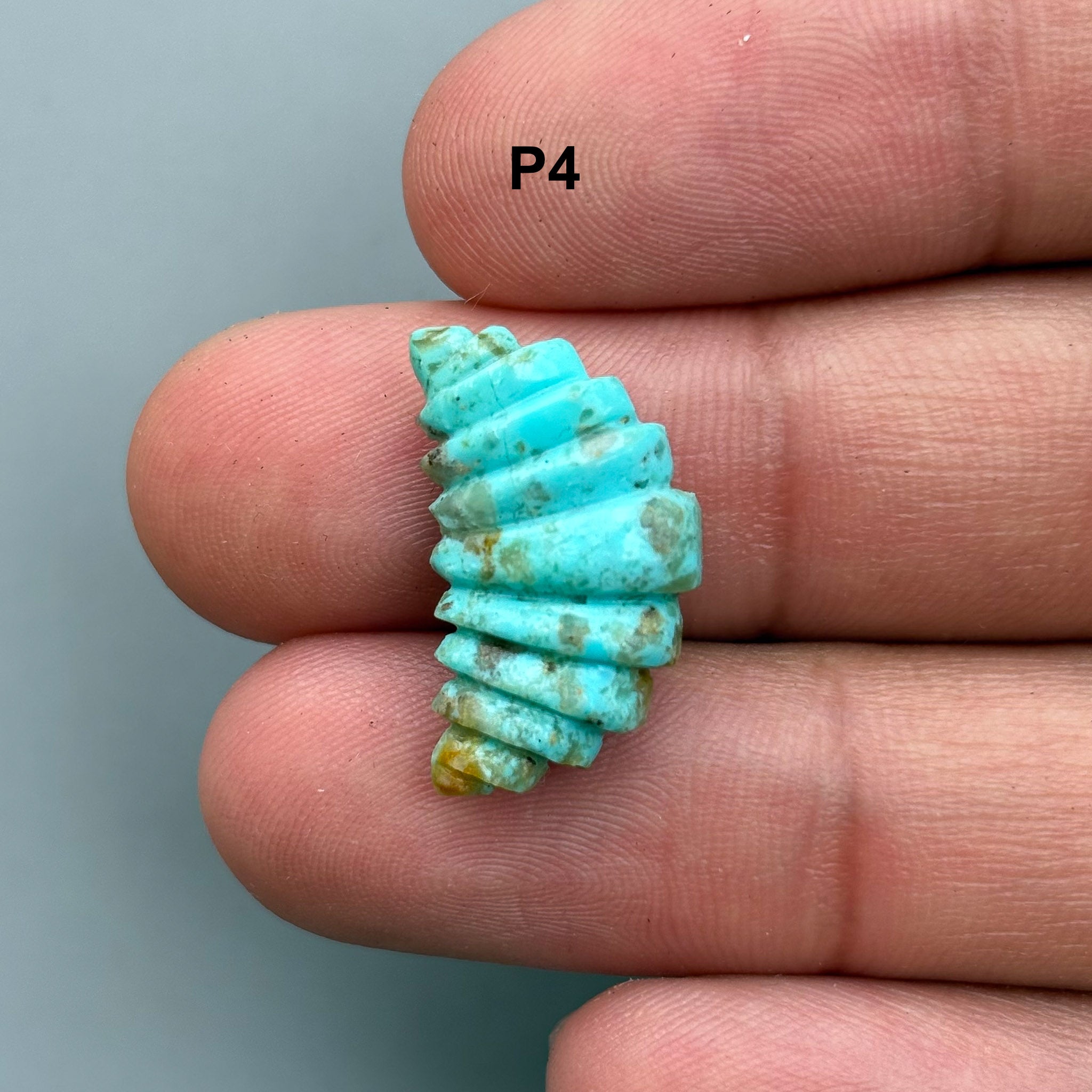 Natural Turquoise Croissant Bread Carving – Hand Carved Semi-Precious Gemstone Unique Carving for Jewelry Making