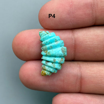 Natural Turquoise Croissant Bread Carving – Hand Carved Semi-Precious Gemstone Unique Carving for Jewelry Making