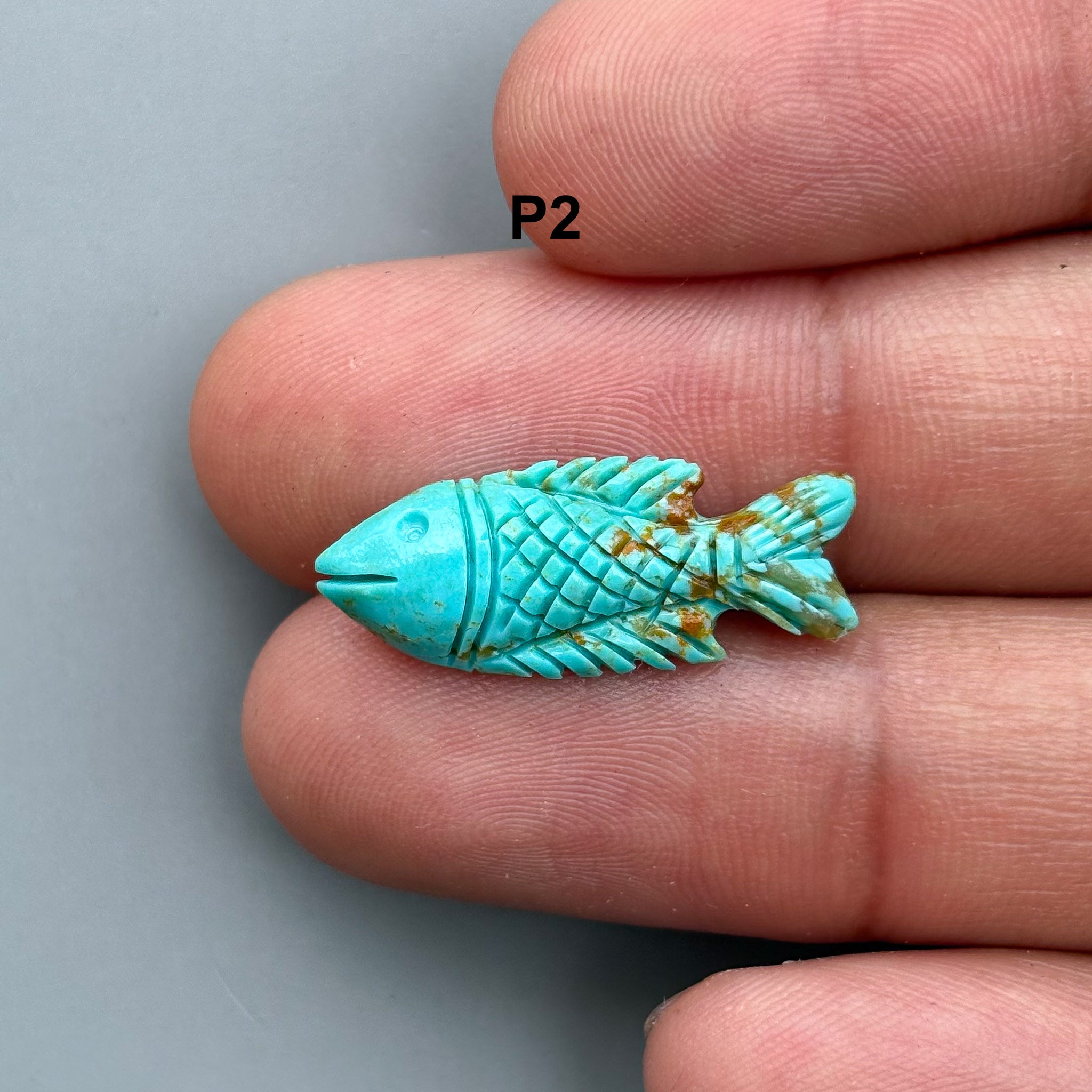 Natural Turquoise Fish Carving – Semi-Precious Gemstone Handmade Carving for Jewelry Making