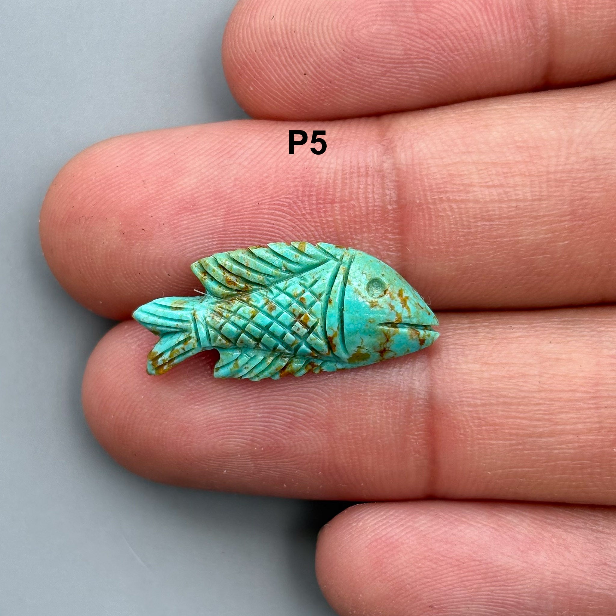 Natural Turquoise Hand Carved Fish Carving – Semi-Precious Gemstone Fish Carving for Jewelry Making