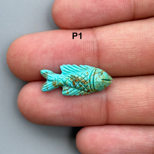 natural turquoise hand carved fish carving for jewelry making use which is handmade in Jaipur
